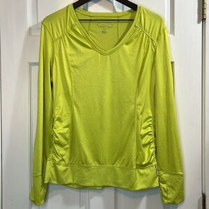 Tangerine Brand Form Fitted Long Sleeve Athletic Lime Green Shirt - Size Large